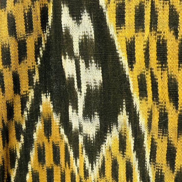 Large Handmade Black Brown Ikat Woven Cotton Shawl Wrap w Fringe - Picture 3 of 6